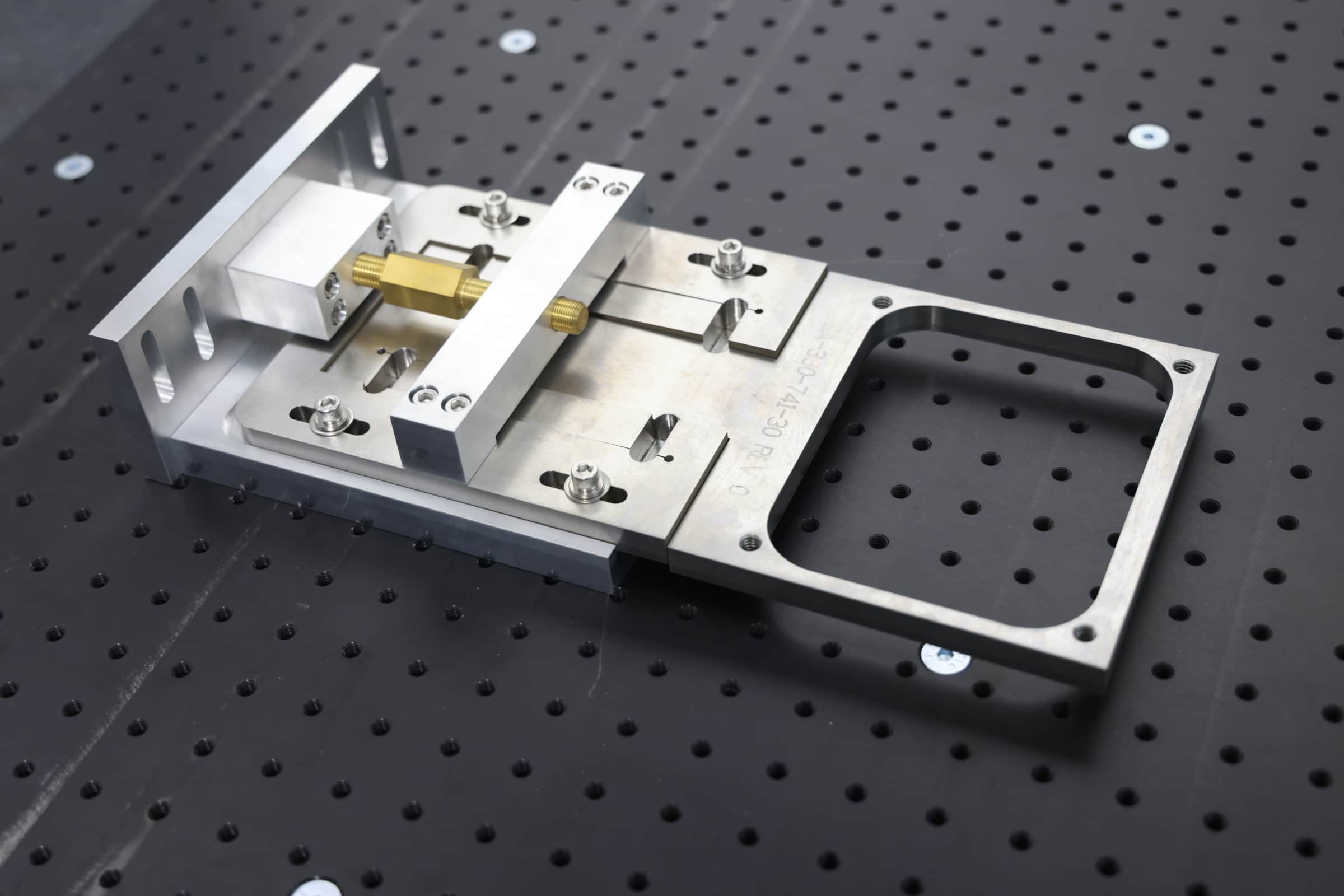 Precision machined assembly on an inspection table
